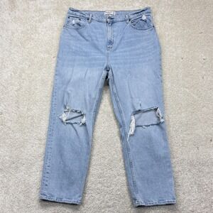 Abercrombie & Fitch Straight Ultra High Rise Jeans Womens 33/16S Distressed Blue